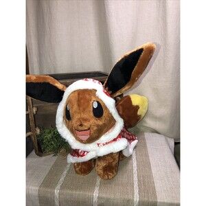 Build-A-Bear Pokémon Eevee Plush 16" Stuffed Animal 2017  W/ Pokémon Hooded Cape